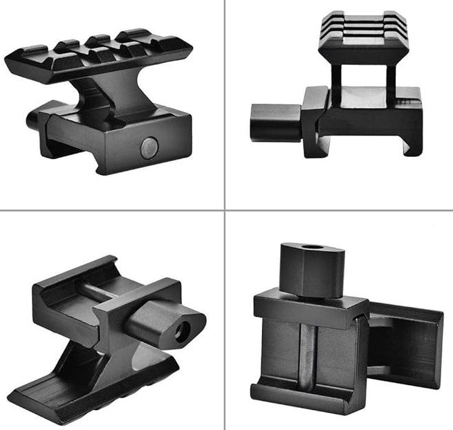 Riser Rail Mount, 3 Slots Slanted Mount Base High Profile Picatinny Weaver Sight Scope Rail Riser Mount