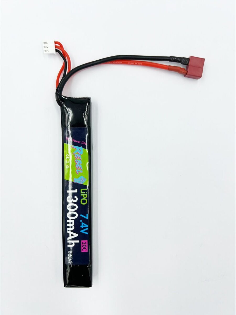 Rebel Battery - 1300mAh Lipo 7.4V 20C Stick - Deans