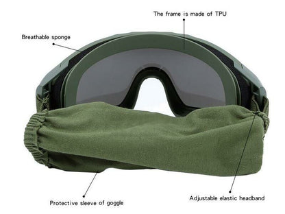 Big Foot Big Goggles with 3 Different Color Lenses (Tan)