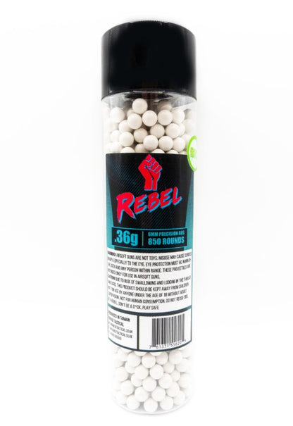 Rebel Precision Heavyweight BIO 6mm BBs 850pcs Bottle - 0.36g