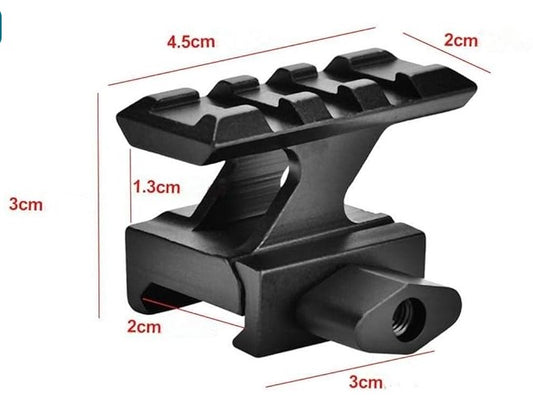 Riser Rail Mount, 3 Slots Slanted Mount Base High Profile Picatinny Weaver Sight Scope Rail Riser Mount