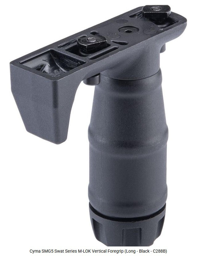 Cyma SMG5 Swat Series M-LOK Vertical Foregrip (Long - Black - C288B)
